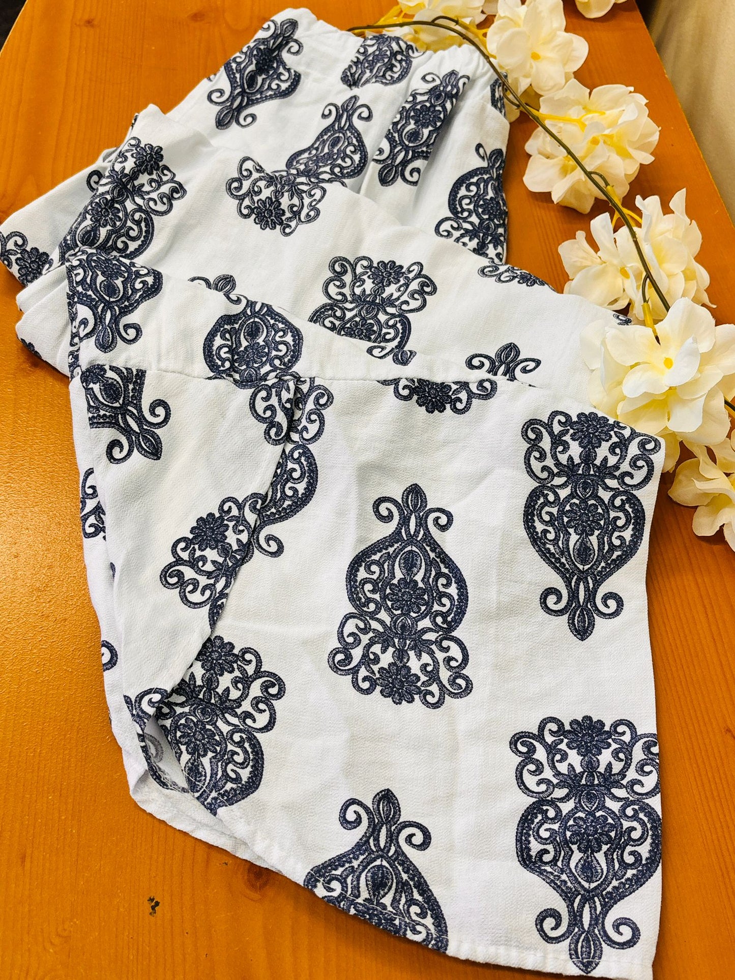 Ornate Bloom Cotton Co-ord Half Sleeve Set with Pant