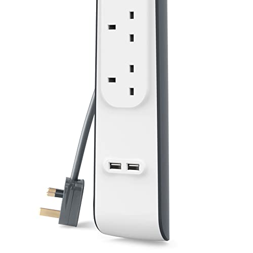 Belkin Surge Protected Extension Lead – 8 Sockets + 2 USB Ports (2.4A), 2m Cable