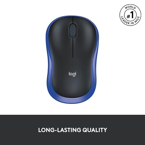Logitech M185 Wireless Mouse, 2.4GHz with USB Mini Receiver, 12-Month Battery Life, 1000 DPI Optical Tracking, Ambidextrous, Compatible with PC, Mac, Laptop - Grey