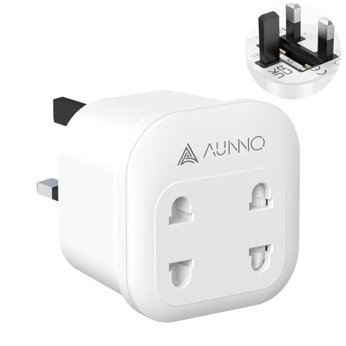 Double Shaver Plug Adaptor UK, 2 Way Plug Adapter for Bathroom Electric Razor and Electric Toothbrush etc, 2 Pin to 3 Pin Plug Adapter