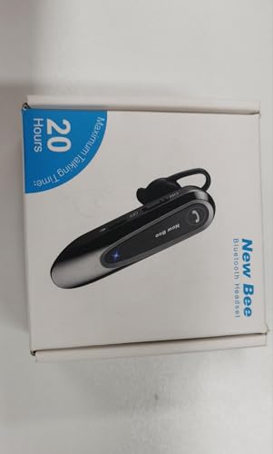 New bee Bluetooth Headsets with Dual Mic V5.0 Handsfree Bluetooth Earpiece with 25 Hrs Talking Time Mic Mute Two Device Connection for iPhone, Android and Laptop