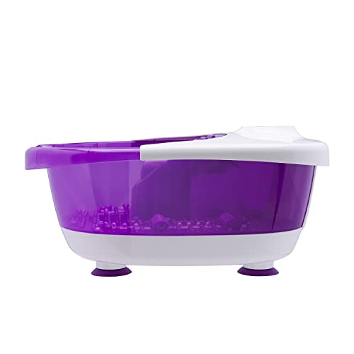 Sensio Spa Pedicure Foot Massager Bath – Heat, Bubbles & 9 Massage Accessories for Ultimate Home Foot Therapy, White & Purple