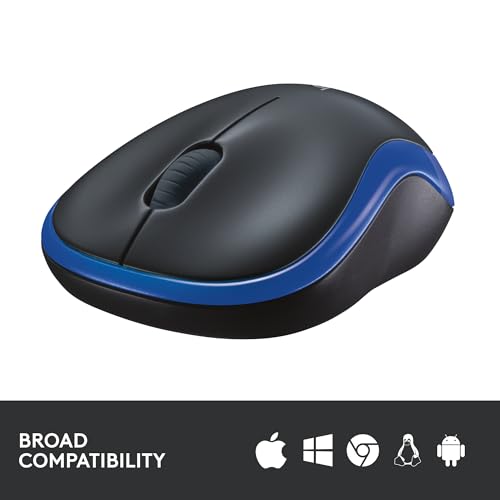 Logitech M185 Wireless Mouse, 2.4GHz with USB Mini Receiver, 12-Month Battery Life, 1000 DPI Optical Tracking, Ambidextrous, Compatible with PC, Mac, Laptop - Grey