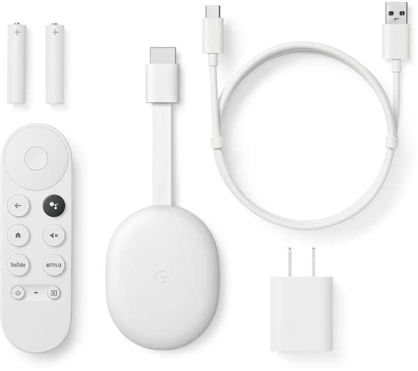 Chromecast with Google TV (4K) Snow – Stream Netflix, NOWTV & More in 4K HDR with Voice Search