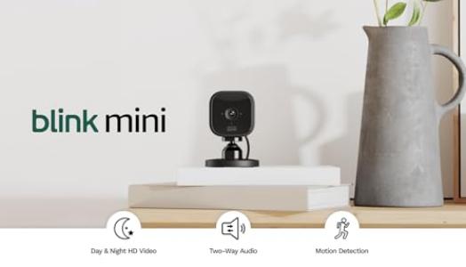 Blink Mini | Indoor plug-in pet security camera, 1080p HD day and night video, motion detection, two-way audio, easy setup, Alexa enabled — 1 camera