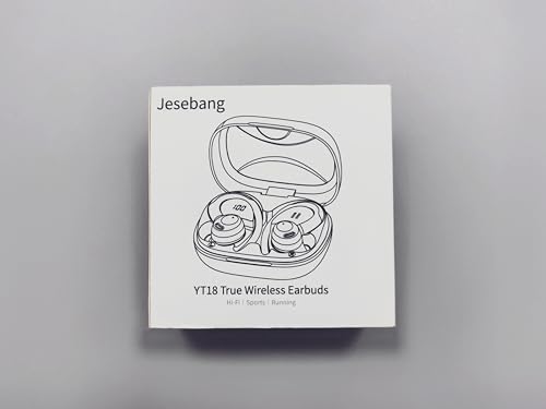 Jesebang Wireless Earbuds Bluetooth 5.3 – HiFi Stereo Sound with ENC Mic, Sport Ear Hooks, 40H Playtime, Dual LED Display