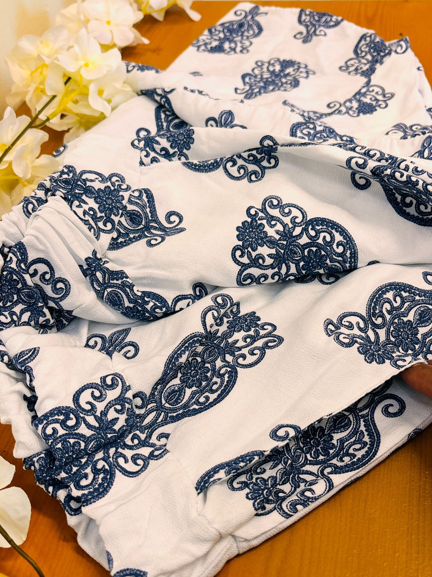 Ornate Bloom Cotton Co-ord Half Sleeve Set with Pant