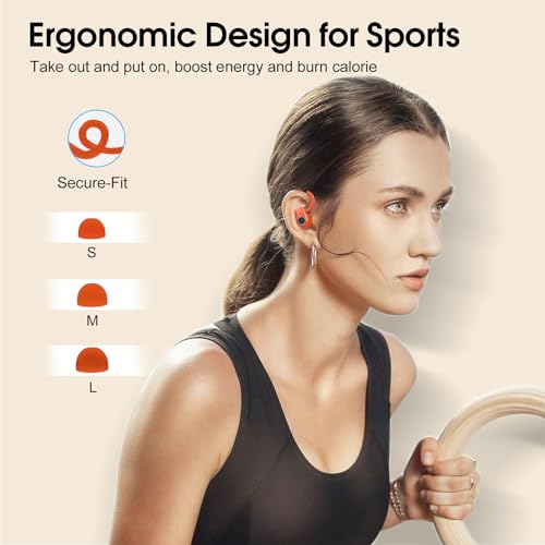 Wireless Earbuds, 2023 Earphones Bluetooth 5.3 Headphones Wireless, Earbuds with Earhooks,Waterproof Stereo Headphones Sport, Dual LED Display, Black