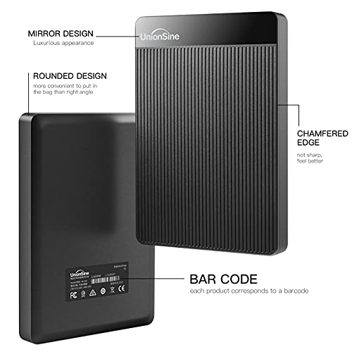 UnionSine External Hard Drive 500GB Ultra Slim Portable USB 3.0 HDD StorageCompatible for PC,Mac, Laptop, Xbox, Xbox one