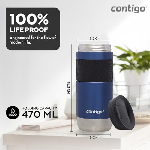 Contigo Byron Snapseal Travel Mug | Stainless Steel Thermal Mug | Vacuum Flask | Leakproof Tumbler | Coffee to Go Mug with BPA Free Easy-Clean Lid