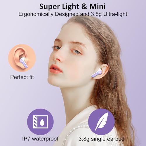Wireless Earbuds, Bluetooth 5.3 Headphones 2024 .ENC Noise Cancelling Mic Ear buds, 40H Deep Bass Wireless Waterproof Bluetooth Earphones