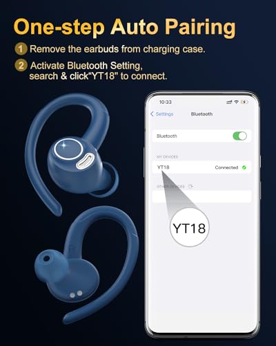 Jesebang Wireless Earbuds Bluetooth 5.3 – HiFi Stereo Sound with ENC Mic, Sport Ear Hooks, 40H Playtime, Dual LED Display