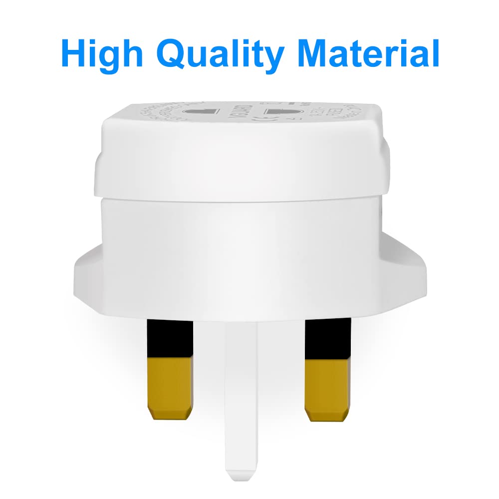 Tusreda UK to European Plug Adapter – USB-C Fast Charger, Grounded Type E/F Travel Adapter for Spain, France, Germany & More