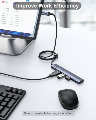 Aceele USB Hub 3.0 with 4ft Long USB Extension Cable, Splitter 4 Port with 5Gbps Data Transfer, Extender for Laptop, Desktop PC, MacBook