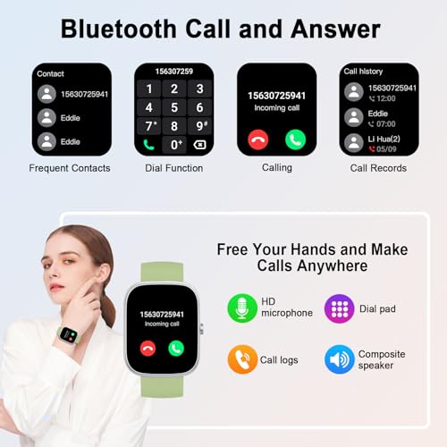 Smart Watch for Men Women Answer/Make Calls, 1.91" Fitness with Heart Rate Sleep Monitor, Step Counter Fitness Sports Activity Waterproof