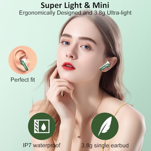 Wireless Earbuds, Bluetooth 5.3 Headphones 2024 .ENC Noise Cancelling Mic Ear buds, 40H Deep Bass Wireless Waterproof Bluetooth Earphones