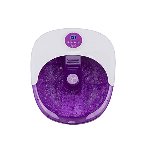 Sensio Spa Pedicure Foot Massager Bath – Heat, Bubbles & 9 Massage Accessories for Ultimate Home Foot Therapy, White & Purple