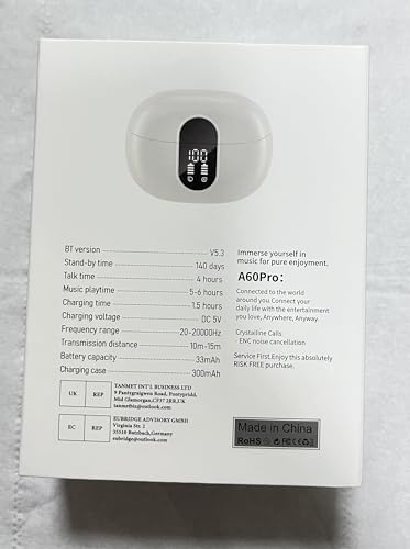 Wireless Earbuds,Earphones Bluetooth 5.3 in Ear with 4 Mic ENC Calls Noise Cancelling Wireless Headphones Mini LED Display HiFi Stereo 42H Playtime Bluetooth Earbuds Touch Control
