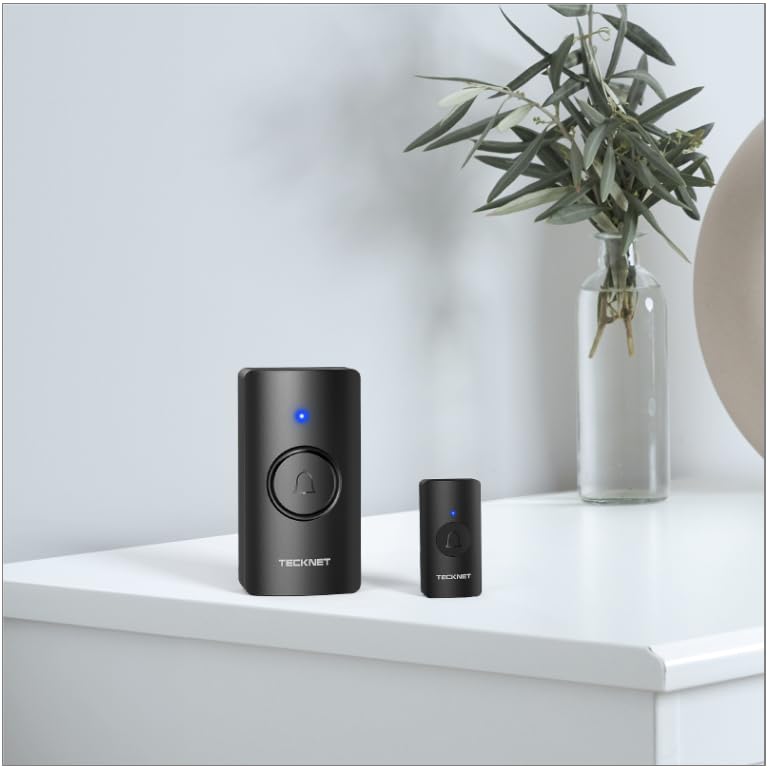 TECKNET Wireless Doorbell – Waterproof, Battery-Operated Cordless Chime Kit with 400M Range, 5 Volume Levels & 60 Chimes