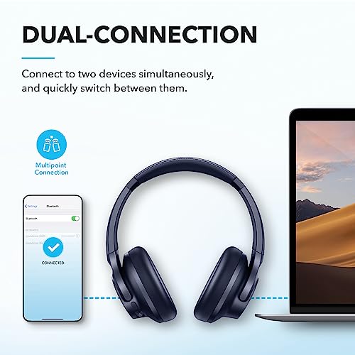 Soundcore by Anker Hybrid Active Noise Cancelling Wireless Over-Ear Headphones – Foldable Bluetooth with Hi-Res Audio, Powerful Bass & Customizable App Controls