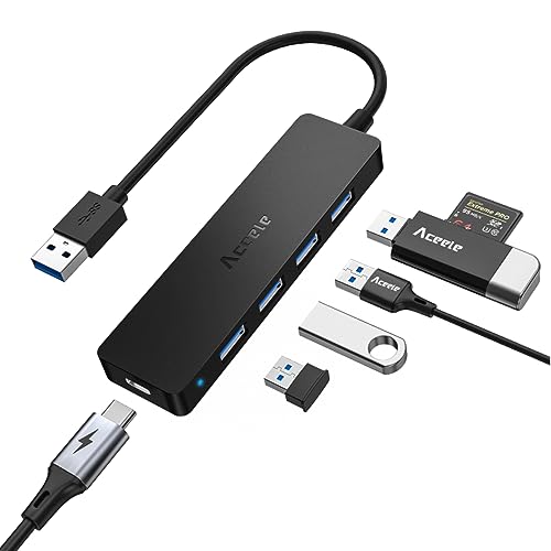 Aceele USB Hub 3.0 with 4ft Long USB Extension Cable, Splitter 4 Port with 5Gbps Data Transfer, Extender for Laptop, Desktop PC, MacBook