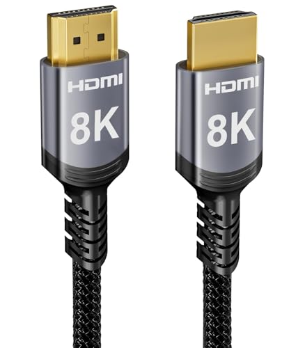 Sniokco 10K 8K HDMI 2.1 Cable 2M, Certified 48Gbps Ultra High Speed HDMI® Cable 0.01ms 4K 240Hz 165Hz 120Hz 8K 60Hz eARC Netflix HDCP 2.3 2.2 DTS:X HDR10+ TV Monitor Projector Roku Sky-Q PS5 X-box