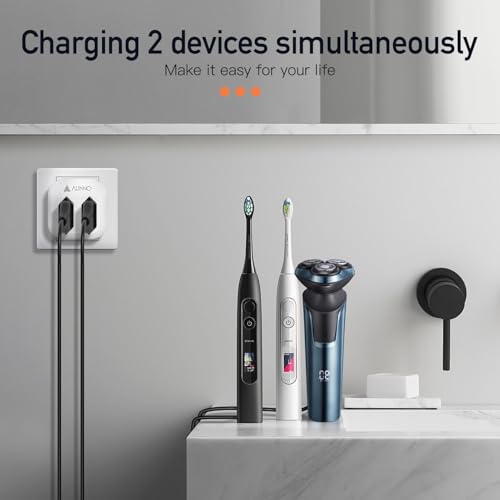 Double Shaver Plug Adaptor UK, 2 Way Plug Adapter for Bathroom Electric Razor and Electric Toothbrush etc, 2 Pin to 3 Pin Plug Adapter