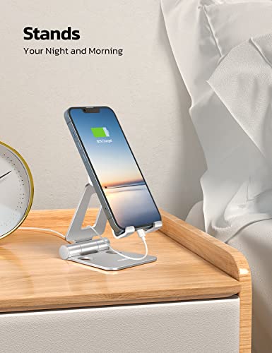 NULAXY Phone Stand, Fully Foldable Angle Height Adjustable Mobile Phone Holder Stand Dock Aluminum Desk Compatible with iPhone 15 14 13 12 11 Pro Max, HUAWEI, Galaxy, All Phones