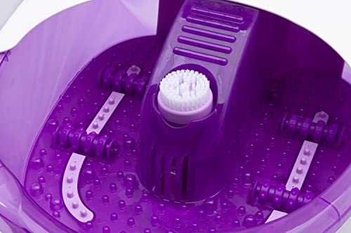 Sensio Spa Pedicure Foot Massager Bath – Heat, Bubbles & 9 Massage Accessories for Ultimate Home Foot Therapy, White & Purple