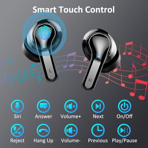 Wireless Earbuds, Bluetooth 5.3 Headphones 2024 .ENC Noise Cancelling Mic Ear buds, 40H Deep Bass Wireless Waterproof Bluetooth Earphones