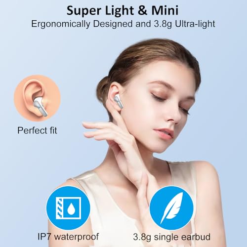 Wireless Earbuds, Bluetooth 5.3 Headphones 2024 .ENC Noise Cancelling Mic Ear buds, 40H Deep Bass Wireless Waterproof Bluetooth Earphones