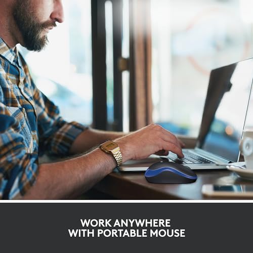 Logitech M185 Wireless Mouse, 2.4GHz with USB Mini Receiver, 12-Month Battery Life, 1000 DPI Optical Tracking, Ambidextrous, Compatible with PC, Mac, Laptop - Grey