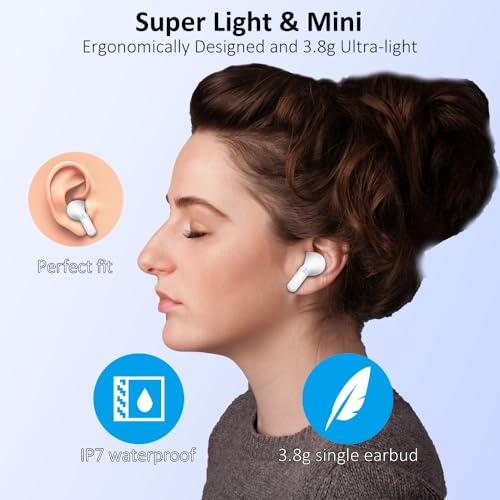Wireless Earbuds, Bluetooth 5.3 Headphones 2024 .ENC Noise Cancelling Mic Ear buds, 40H Deep Bass Wireless Waterproof Bluetooth Earphones