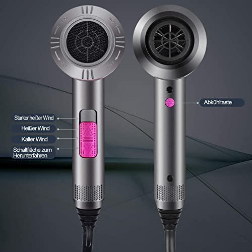 Hair Dryer Professional Ionic Hairdryer with 2 Speed 3 Heat Setting, Cool Shot Button, 1 Diffuser & 2 Concentrator for Women Man