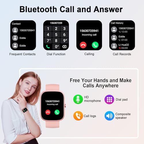 Smart Watch for Men Women Answer/Make Calls, 1.91" Fitness with Heart Rate Sleep Monitor, Step Counter Fitness Sports Activity Waterproof