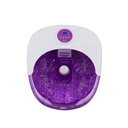 Sensio Spa Pedicure Foot Massager Bath – Heat, Bubbles & 9 Massage Accessories for Ultimate Home Foot Therapy, White & Purple