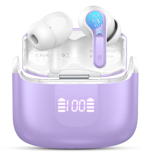 Wireless Earbuds, Bluetooth 5.3 Headphones 2024 .ENC Noise Cancelling Mic Ear buds, 40H Deep Bass Wireless Waterproof Bluetooth Earphones