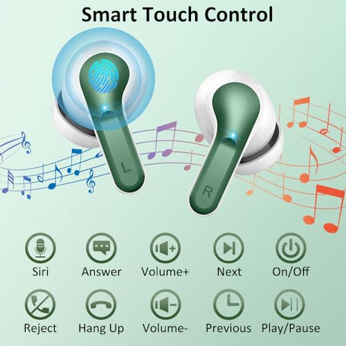 Wireless Earbuds, Bluetooth 5.3 Headphones 2024 .ENC Noise Cancelling Mic Ear buds, 40H Deep Bass Wireless Waterproof Bluetooth Earphones