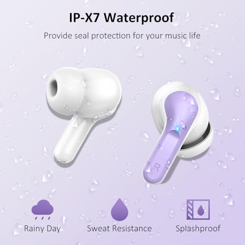 Wireless Earbuds, Bluetooth 5.3 Headphones 2024 .ENC Noise Cancelling Mic Ear buds, 40H Deep Bass Wireless Waterproof Bluetooth Earphones