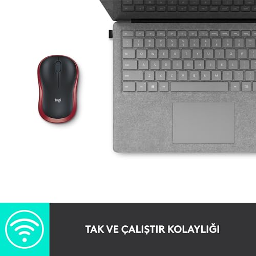 Logitech M185 Wireless Mouse, 2.4GHz with USB Mini Receiver, 12-Month Battery Life, 1000 DPI Optical Tracking, Ambidextrous, Compatible with PC, Mac, Laptop - Grey