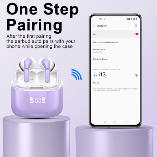 Wireless Earbuds, Bluetooth 5.3 Headphones 2024 .ENC Noise Cancelling Mic Ear buds, 40H Deep Bass Wireless Waterproof Bluetooth Earphones