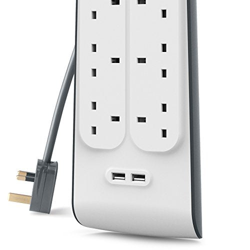 Belkin Surge Protected Extension Lead – 8 Sockets + 2 USB Ports (2.4A), 2m Cable