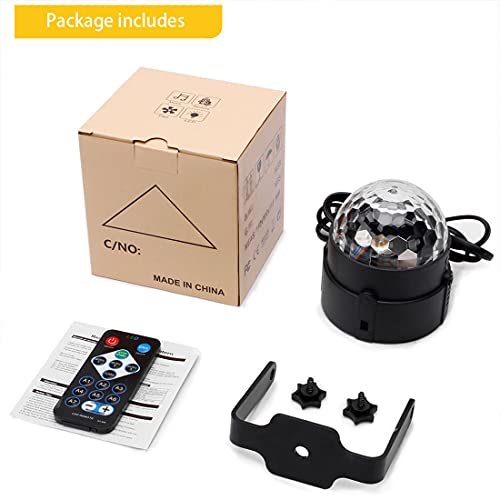 Disco Lights, SEBRUANC Mini Disco Ball LED Party Lamp Music Controlled Disco DJ 360° Rotating Ball Lights 3W RGB Stage Lights with Remote Control for Home Parties