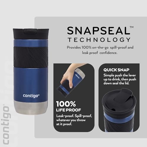 Contigo Byron Snapseal Travel Mug | Stainless Steel Thermal Mug | Vacuum Flask | Leakproof Tumbler | Coffee to Go Mug with BPA Free Easy-Clean Lid