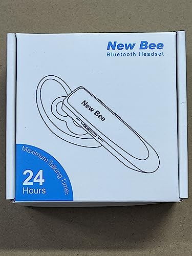 New bee Bluetooth Headsets with Dual Mic V5.0 Handsfree Bluetooth Earpiece with 25 Hrs Talking Time Mic Mute Two Device Connection for iPhone, Android and Laptop