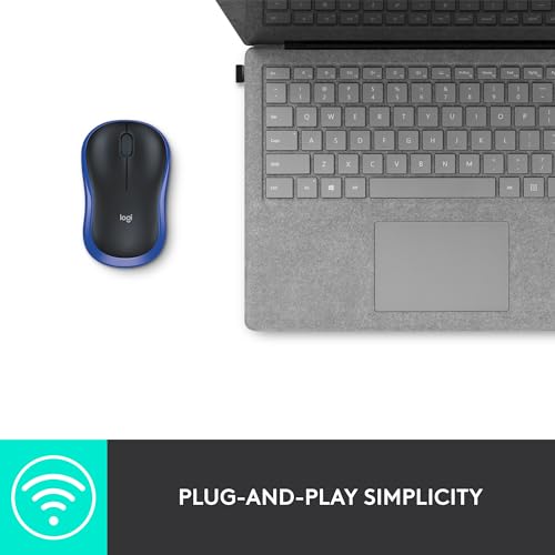 Logitech M185 Wireless Mouse, 2.4GHz with USB Mini Receiver, 12-Month Battery Life, 1000 DPI Optical Tracking, Ambidextrous, Compatible with PC, Mac, Laptop - Grey