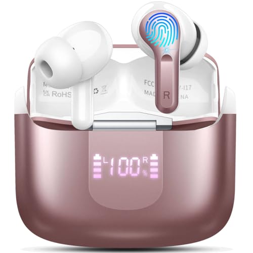 Wireless Earbuds, Bluetooth 5.3 Headphones 2024 .ENC Noise Cancelling Mic Ear buds, 40H Deep Bass Wireless Waterproof Bluetooth Earphones