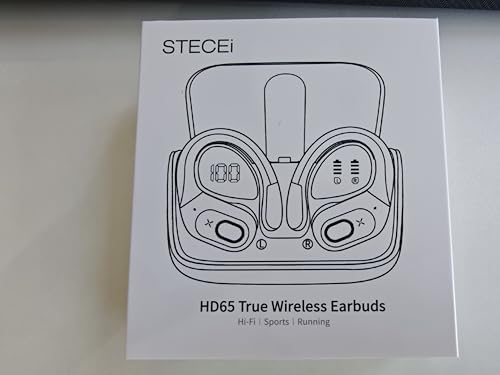 STECEi Wireless Earbuds β 75H Bluetooth 5.4 Earphones with ENC Noise Cancelling Mics, HiFi Stereo Sound, Earhooks, IP7 Waterproof for Running, Gym & Sports (Black)
