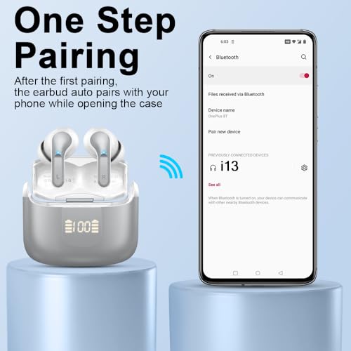 Wireless Earbuds, Bluetooth 5.3 Headphones 2024 .ENC Noise Cancelling Mic Ear buds, 40H Deep Bass Wireless Waterproof Bluetooth Earphones
