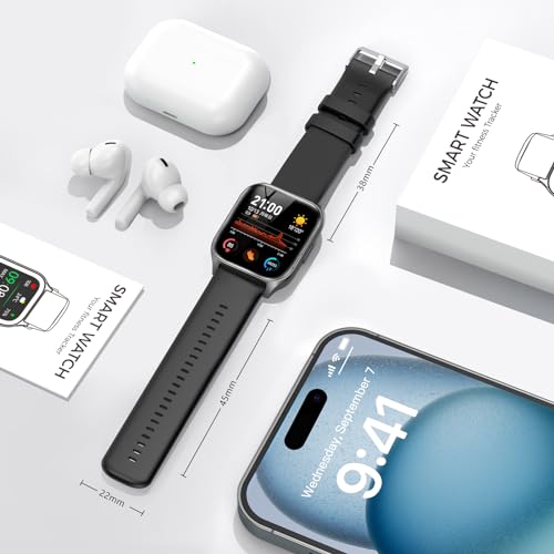 Kedali Smart Watch for Men Women, 1.85" Full Touch Screen watches Answer/Make Call Heart Rate Sleep Monitor, Step Counter, Waterproof Fitness Tracker for IOS Andriod
